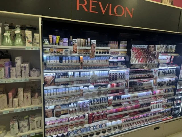 Revlon cosmetics display at Priceline Pharmacy Pinewood
