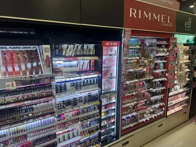 Rimmel London cosmetics display at Priceline Pharmacy Pinewood